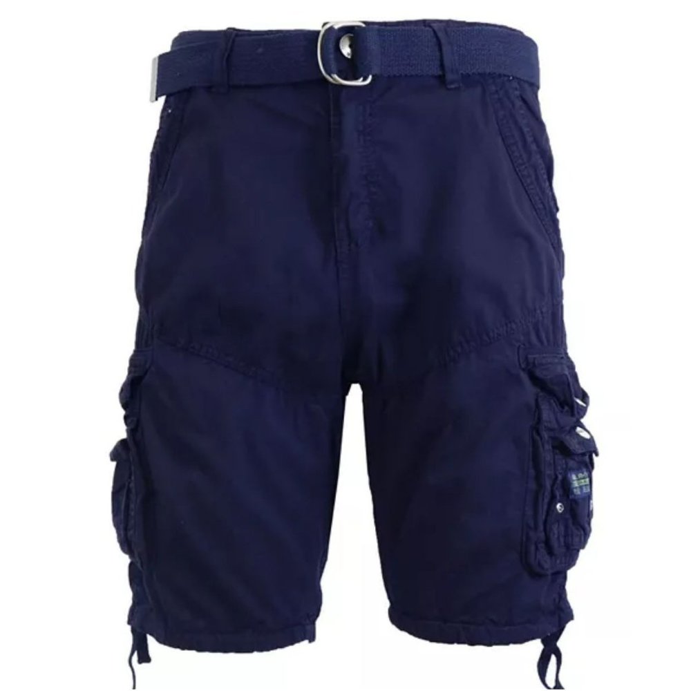 Galaxy by Harvic Belted Utility Cargo Shorts Navy Size 38